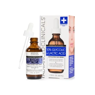 Advanced Clinicals 10% Glycolic + Lactic Acid Exfoliating Face Serum